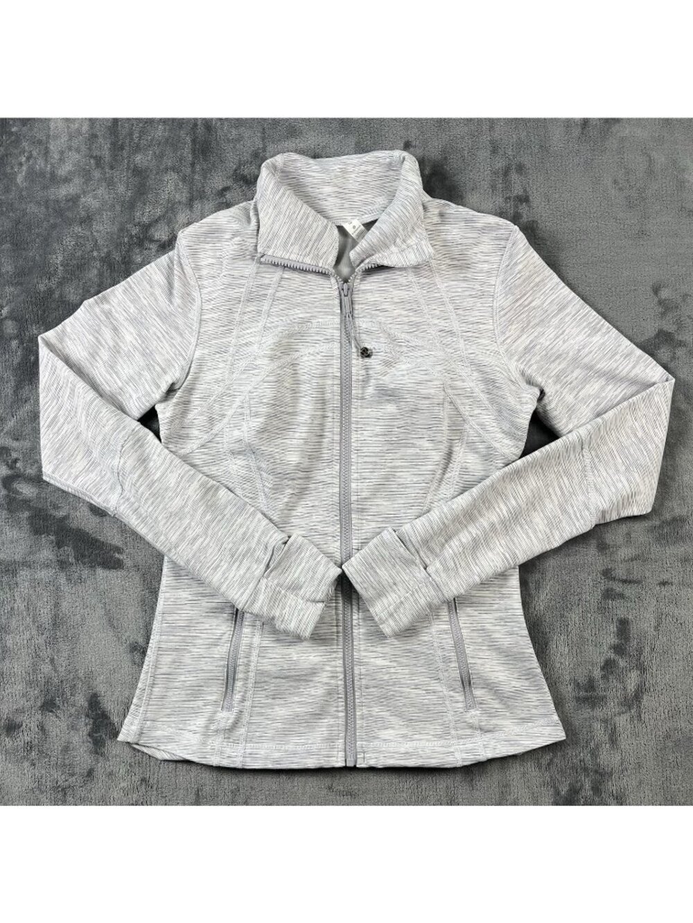Lululemon Define Jacket Women's Size 10 Gray Full Zip Thumbholes Zipped Pockets